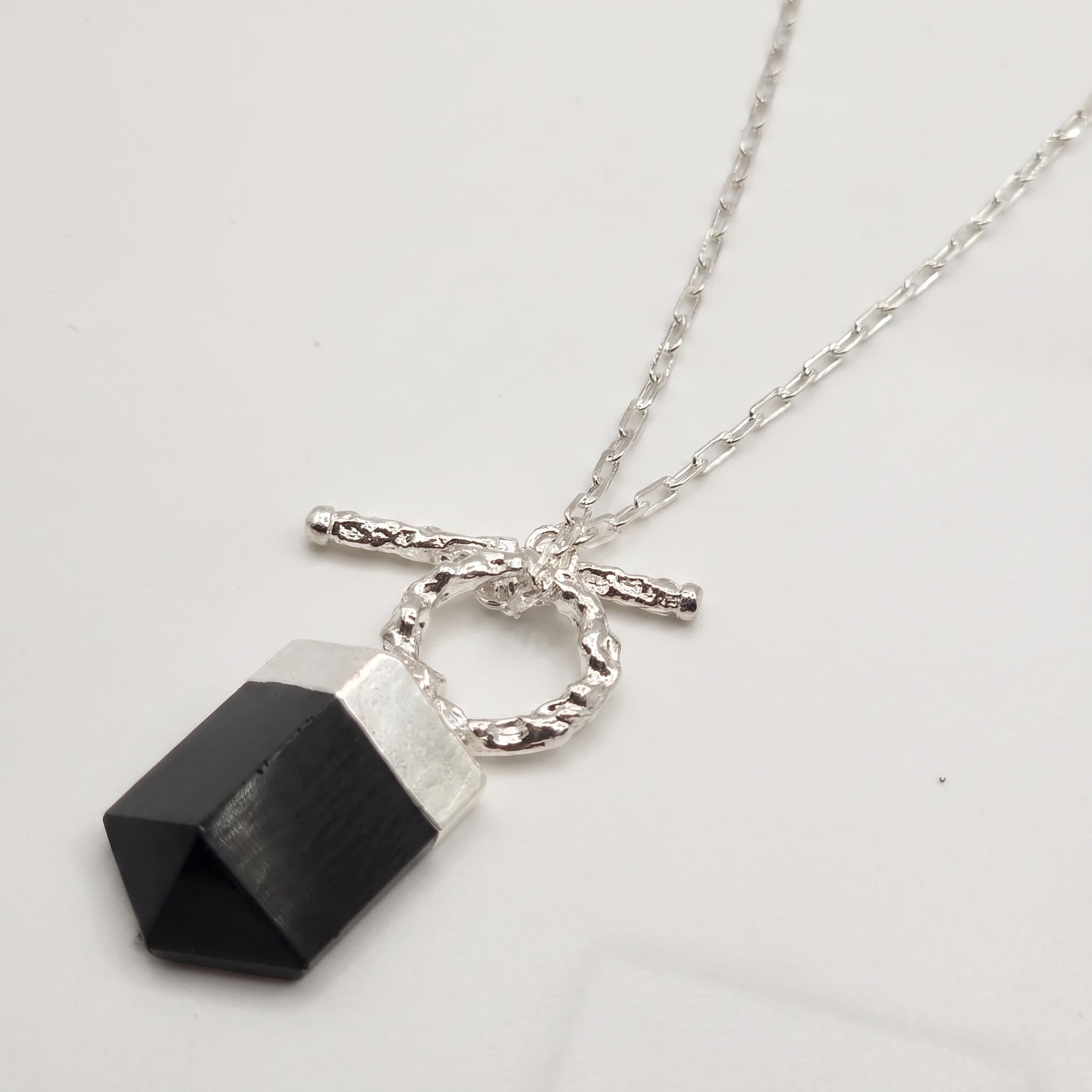 Colar Obsidiana Negra Prata, foto 1