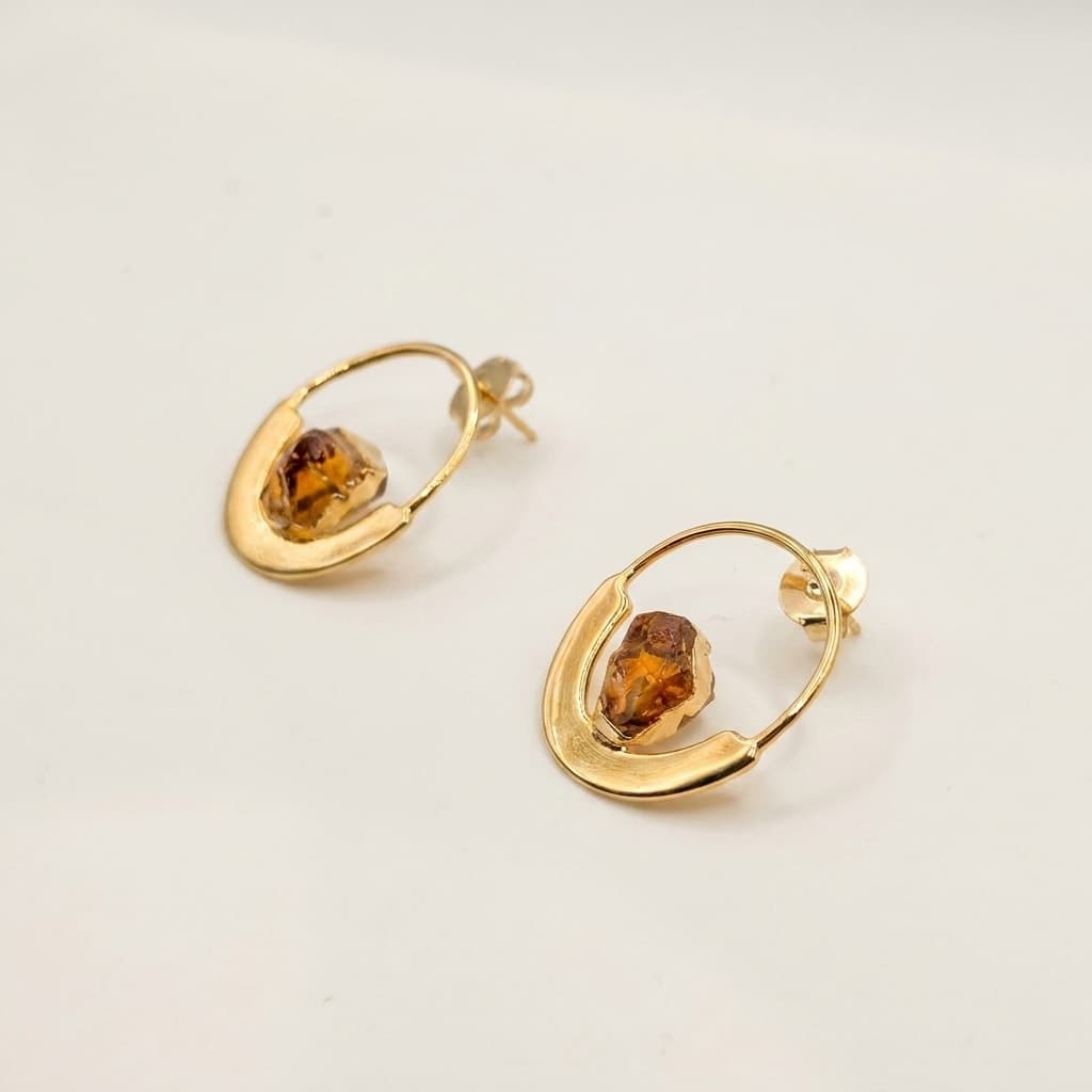 Brinco Citrino Oval Dourado, foto 1